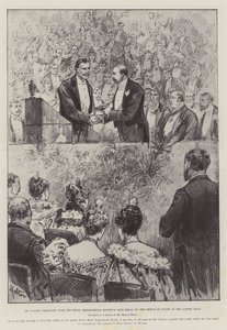 Dr. Nansen erhält die Goldmedaille der Royal Geographical Society vom Prinzen von Wales in der Albert Hall von Melton Prior